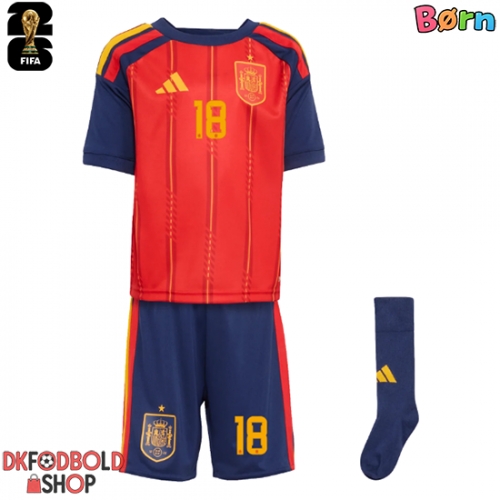 Spanien Martin Zubimendi #18 Hjemmebanesæt Børn VM 2026 Kort ærmer (+ korte bukser)